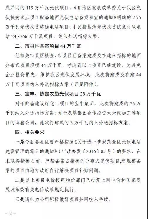 寧夏下發光伏存量項目通知 2.17GW無指標的光伏電站解決“黑戶問題”
