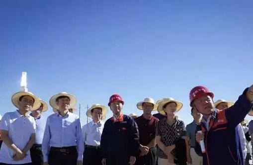 國家能源局調研首航敦煌100MW塔式光熱項目,計劃9月份調試、年底并網發電